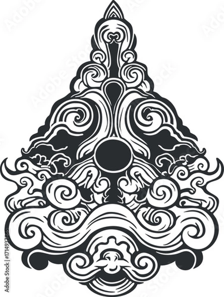 Fototapeta Intricate ornamental design featuring elegant curves and decorative patterns in black and white.