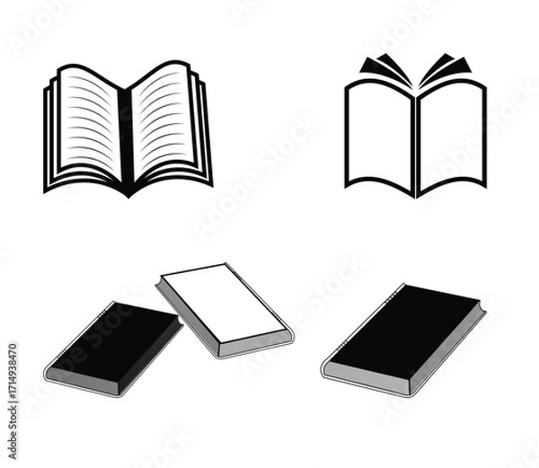 Fototapeta Open and Closed Book Vector Icons Set