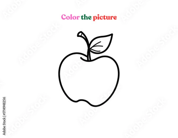 Fototapeta apple outline drawing for coloring activity