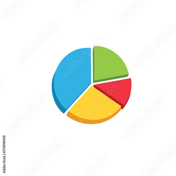 Obraz Colorful 3D pie chart with four segments graph data