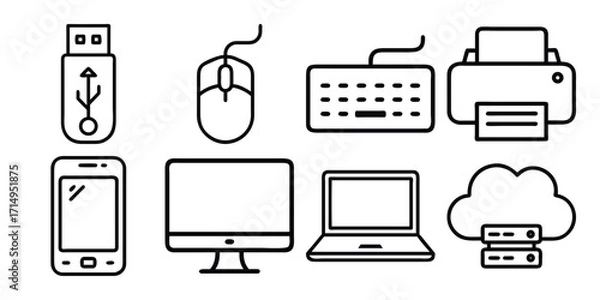Fototapeta Flat Office Device Icon Set 