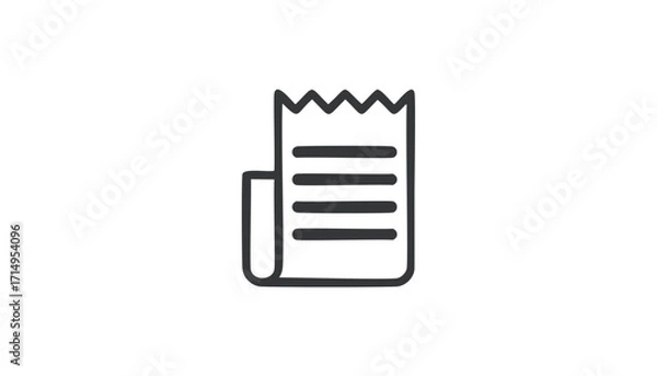 Obraz Hand drawn receipt icon with jagged top edge Keywords: receipt, bill, invoice, paper, document