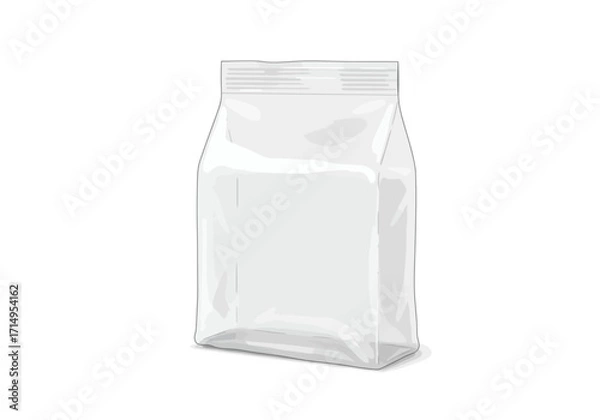 Fototapeta Transparent empty bag Its standing and sealed at the top