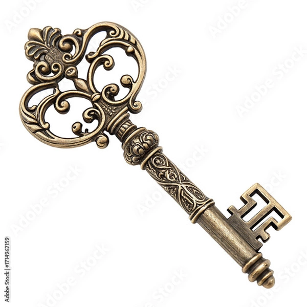 Fototapeta Vintage ornate skeleton key with intricate design for nostalgic home decor collection enthusiasts