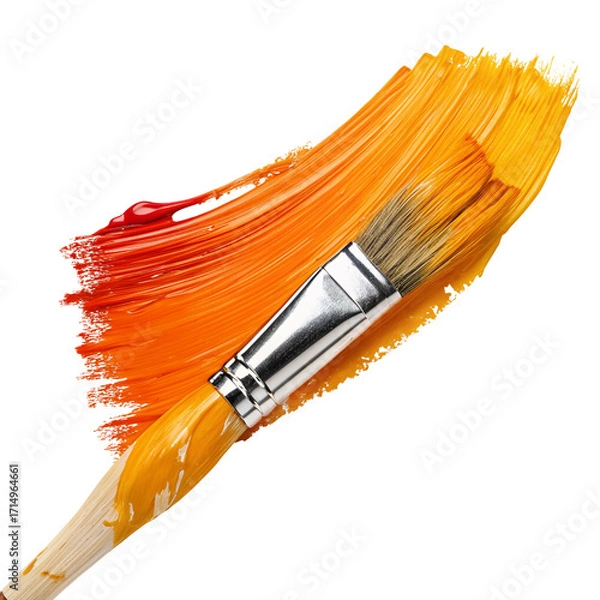 Fototapeta Colorful brush stroke with vibrant orange and red paint creating artistic abstract expression