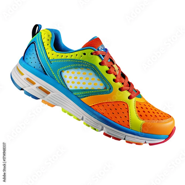 Fototapeta Colorful running sneaker with vibrant design for active lifestyle and outdoor sports enthusiasts