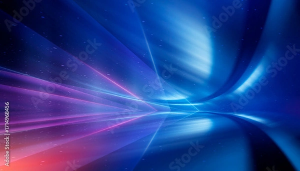 Fototapeta Dark abstract background with neon light, blurred lines, studio scene