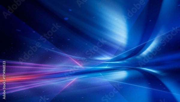 Fototapeta Dark abstract background with neon light, blurred lines, studio scene