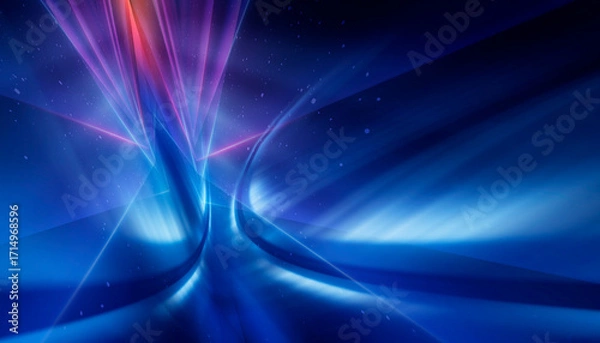 Fototapeta Dark abstract background with neon light, blurred lines, studio scene