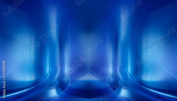 Fototapeta Dark abstract background with neon light, blurred lines, studio scene