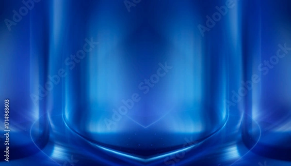 Fototapeta Dark abstract background with neon light, blurred lines, studio scene