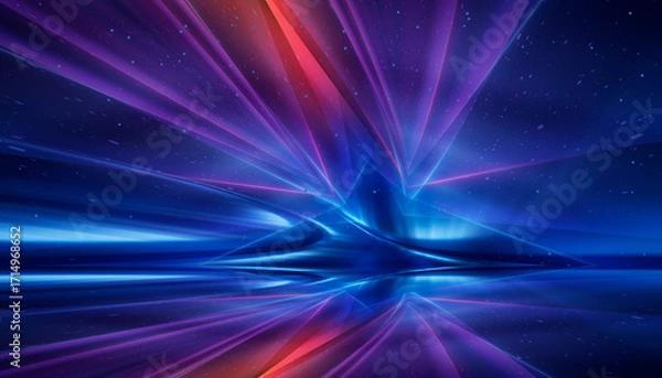 Fototapeta Dark abstract background with neon light, blurred lines, studio scene