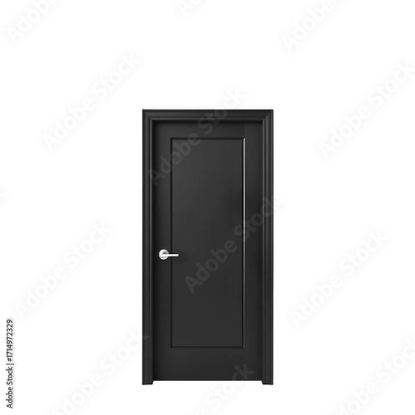 Fototapeta Photo of single, dark-colored wooden door isolated on transparent background