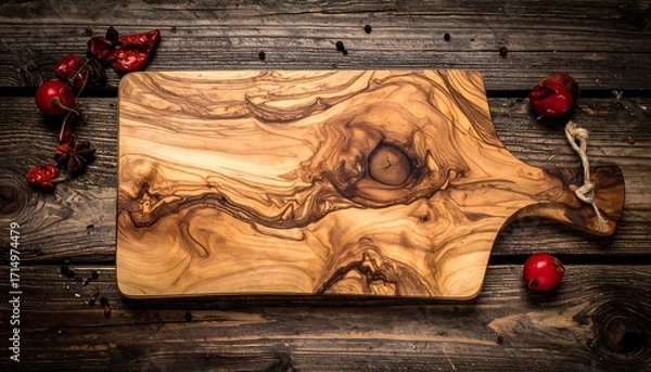 Obraz Wooden cutting board on rustic table
