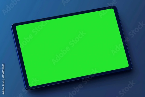 Fototapeta Modern tablet device with vibrant green background for digital display