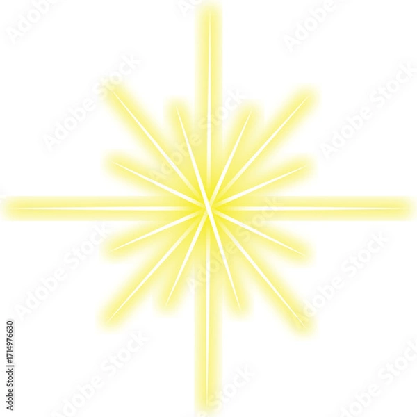 Obraz cotton swabs on white background, Glowing Starburst in Yellow.