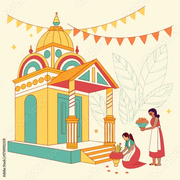 Obraz Durga Puja. Durga Puja is one of the most popular festivals in India. Durga Puja festival marks the victory of Goddess Durga over the demon Mahishasura. The ...