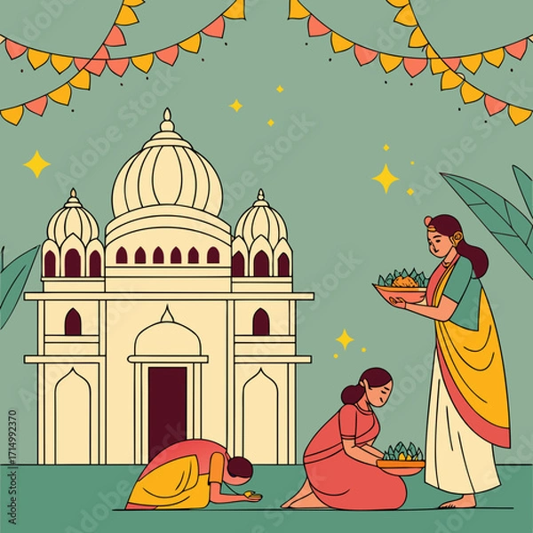 Obraz Durga Puja. Durga Puja is one of the most popular festivals in India. Durga Puja festival marks the victory of Goddess Durga over the demon Mahishasura. The ...