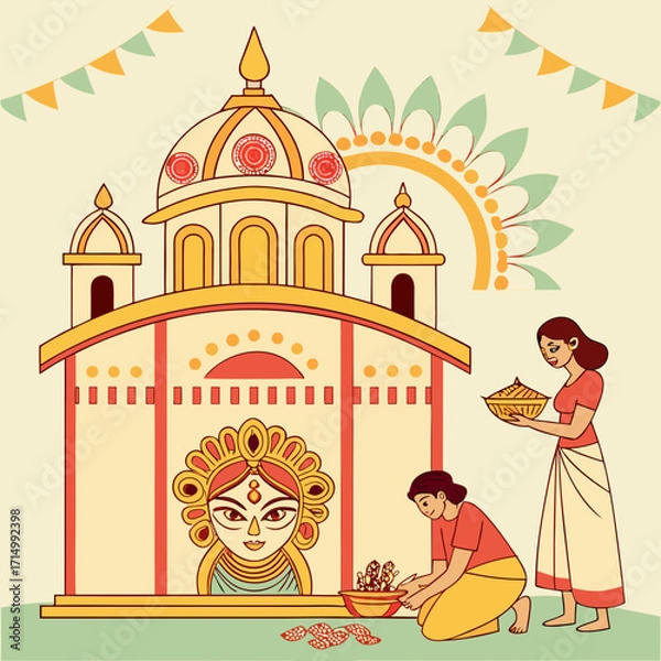 Obraz Durga Puja. Durga Puja is one of the most popular festivals in India. Durga Puja festival marks the victory of Goddess Durga over the demon Mahishasura. The ...