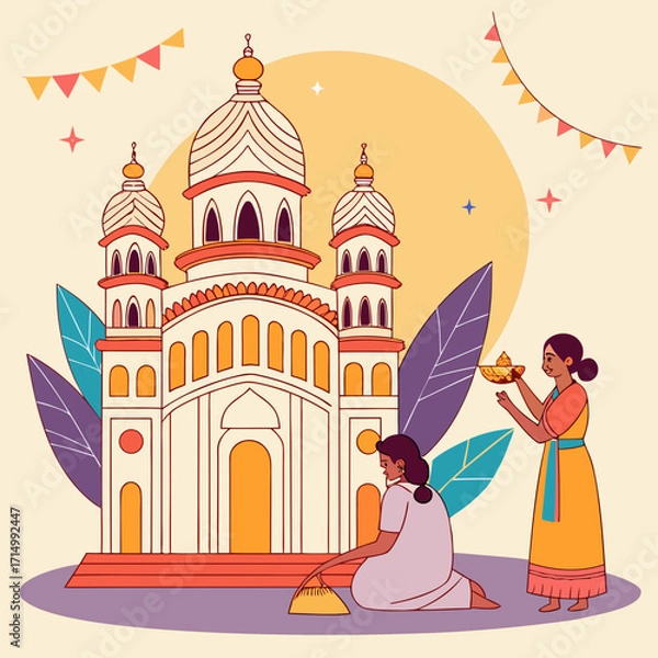 Obraz Durga Puja. Durga Puja is one of the most popular festivals in India. Durga Puja festival marks the victory of Goddess Durga over the demon Mahishasura. The ...