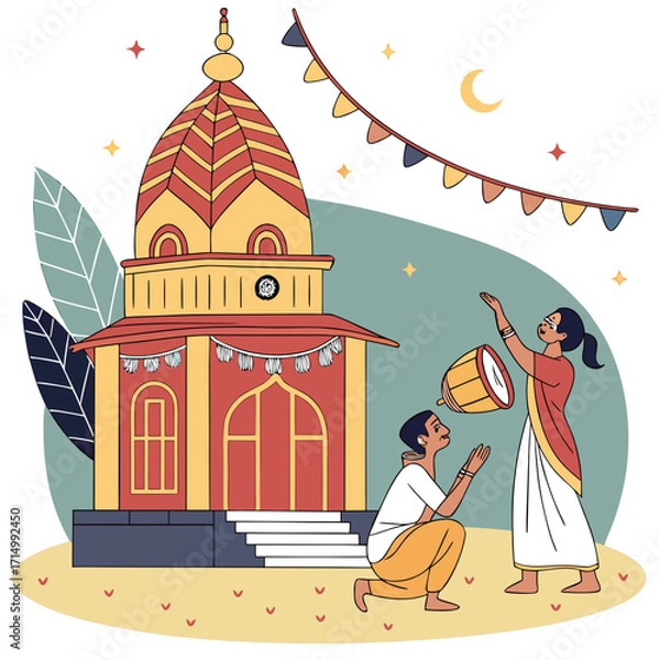 Obraz Durga Puja. Durga Puja is one of the most popular festivals in India. Durga Puja festival marks the victory of Goddess Durga over the demon Mahishasura. The ...