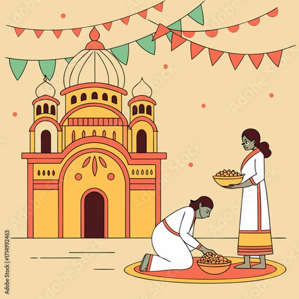 Obraz Durga Puja. Durga Puja is one of the most popular festivals in India. Durga Puja festival marks the victory of Goddess Durga over the demon Mahishasura. The ...