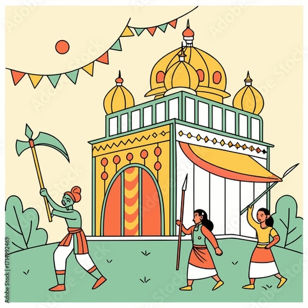 Obraz Durga Puja. Durga Puja is one of the most popular festivals in India. Durga Puja festival marks the victory of Goddess Durga over the demon Mahishasura. The ...