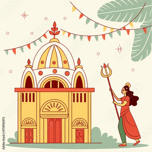 Obraz Durga Puja. Durga Puja is one of the most popular festivals in India. Durga Puja festival marks the victory of Goddess Durga over the demon Mahishasura. The ...