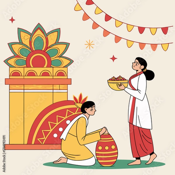 Obraz Durga Puja. Durga Puja is one of the most popular festivals in India. Durga Puja festival marks the victory of Goddess Durga over the demon Mahishasura. The ...