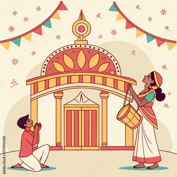 Obraz Durga Puja. Durga Puja is one of the most popular festivals in India. Durga Puja festival marks the victory of Goddess Durga over the demon Mahishasura. The ...