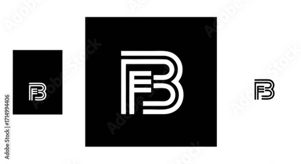 Fototapeta Sleek FB or BF Monogram Logo Design for Modern Brands, Perfect for Innovative Startups and Creative Agencies Seeking a Bold Identity