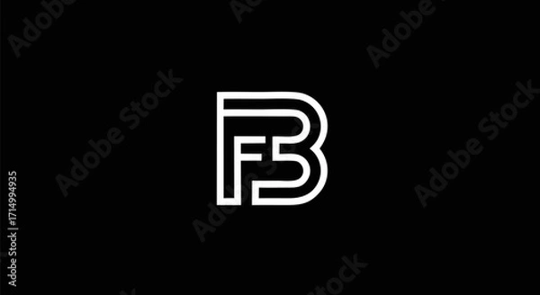 Fototapeta Modern F & B initial letter logo design, abstract geometric monogram, professional branding, clean graphic