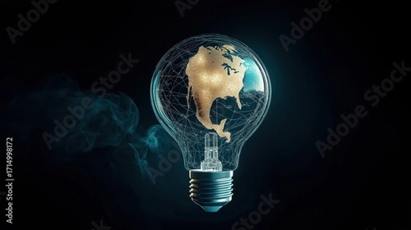 Fototapeta A glowing lamp encasing the Earth—symbolizing global illumination, sustainable energy, and a brighter future powered by innovation and care for our planet.