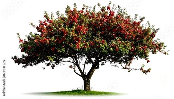 Fototapeta Apple tree with abundant red fruit