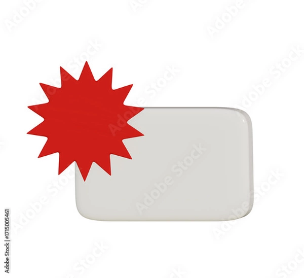 Obraz Red starburst with blank frame for text 3D render.