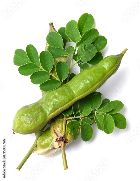 Obraz Green Moringa pods and leaves