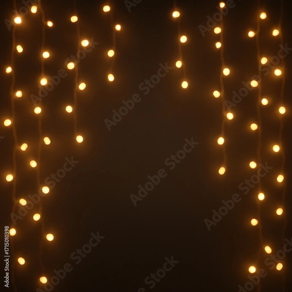 Obraz Warm Fairy Light Strings on Dark Background