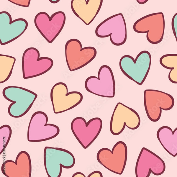 Obraz Colorful Hearts Pattern Cute Hearts Background