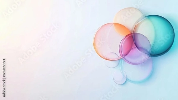 Fototapeta Colorful abstract overlapping circles on light background  