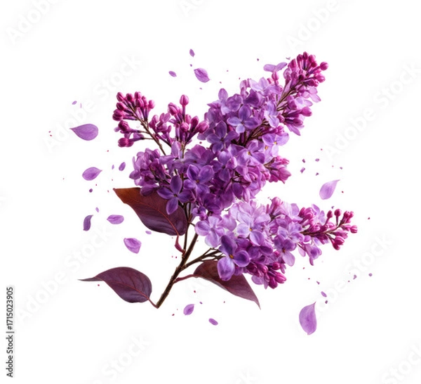 Fototapeta Lilac blossoms floating in air nature floral PNG, isolated on transparent background
