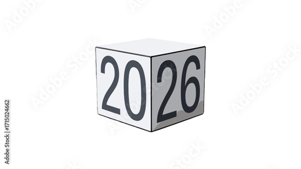 Fototapeta The year 2026 on a unique cube.