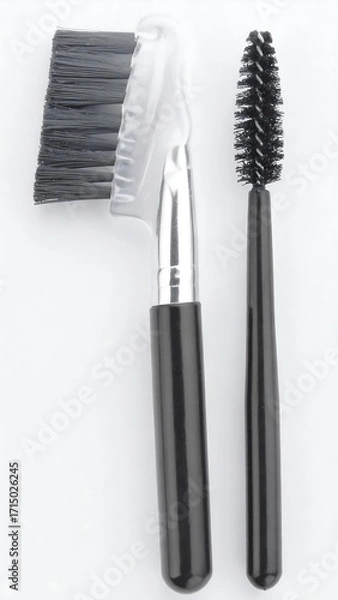 Obraz Two makeup brushes, angled and round
