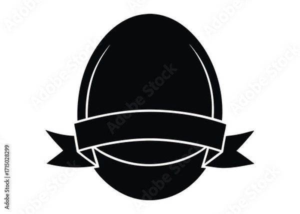 Fototapeta egg with banner silhouette vector art icon