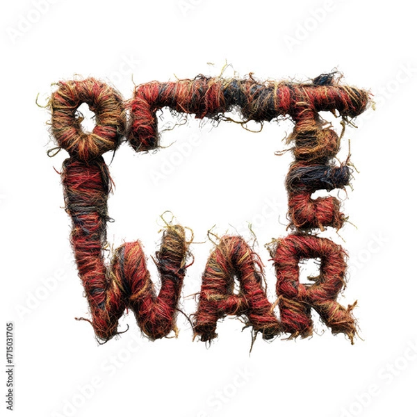 Fototapeta Textured letter spell out trade war, Textured letters forming the phrase "trade war" against a neutral background, emphasizing the theme of economic conflict, isolated on transparent background