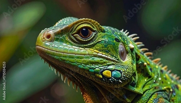 Fototapeta Emerald Iguana's Enthralling Close-up