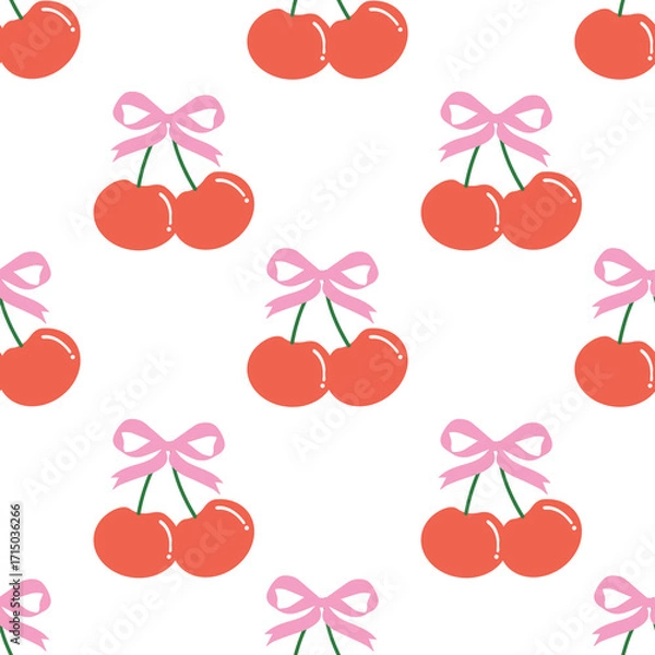 Obraz Cherry Pink Bow White Pattern