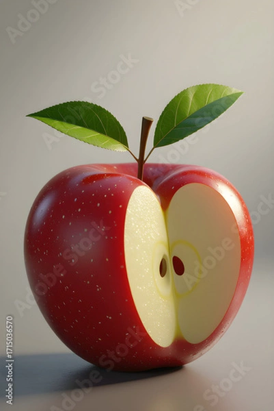 Obraz red apple with leaf