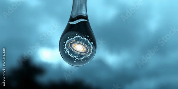 Fototapeta A Single Raindrop Frozen in Midair