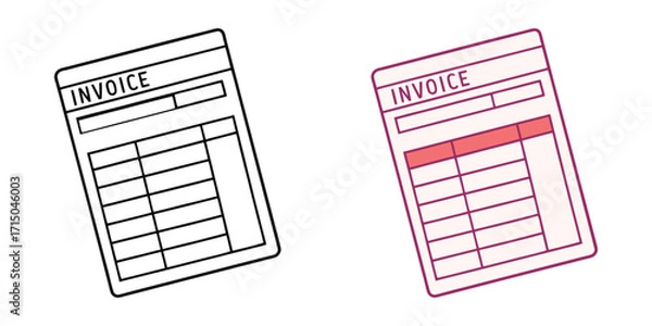 Fototapeta Invoice icon set two stylized paper documents financial billing receipt paperwork document vector
