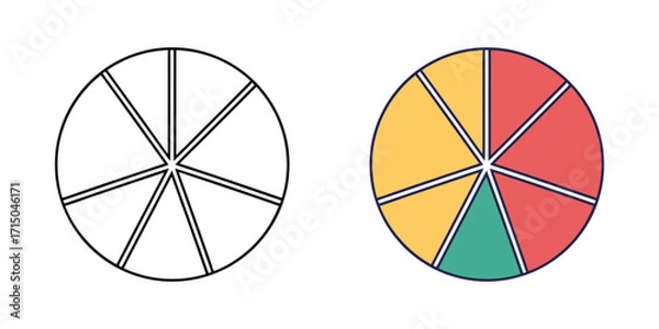 Fototapeta Pie chart icon data visualization segmented circle graphic vector